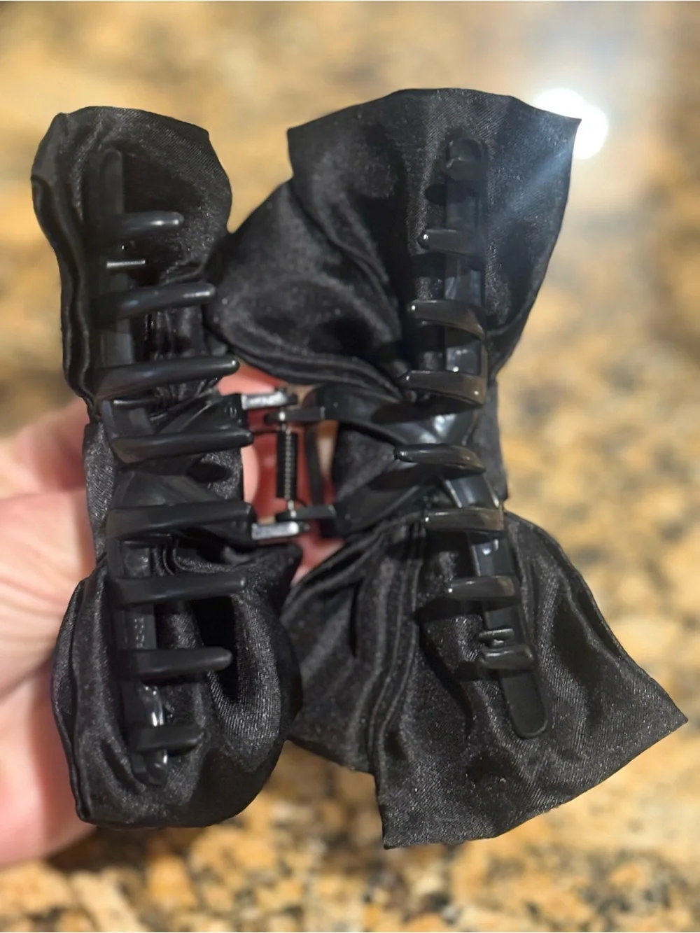 Black Satin Ribbon Bow Claw Clip Hair Accessory 5” Victorian Romantic Goth NWOT